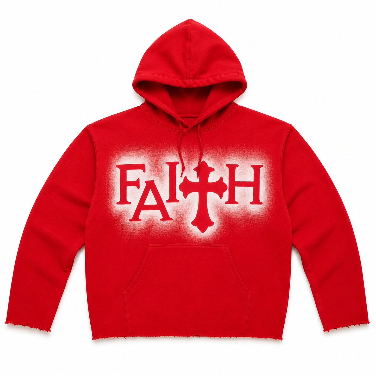 Faith Raw Edge Hoodie - Red