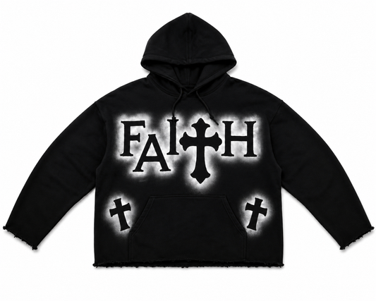 FAITH Cross Hoodie - Black