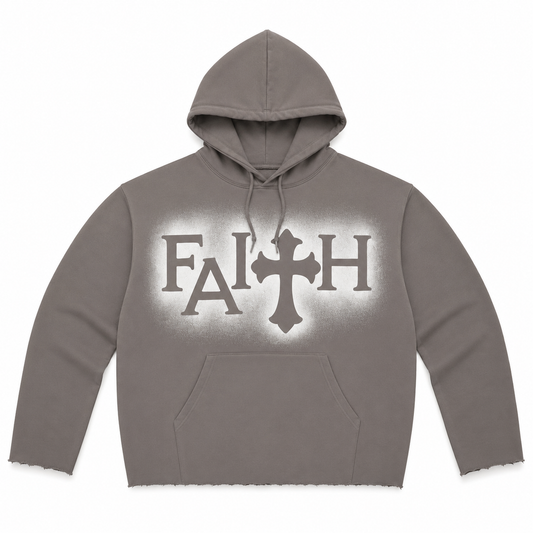 Faith Raw Edge Hoodie - Slate