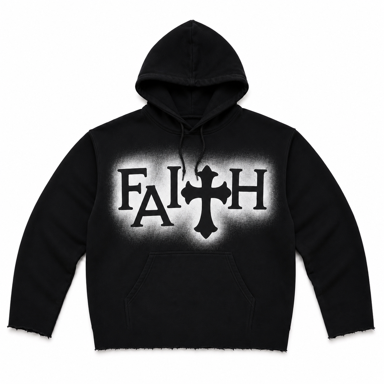 Faith Raw Edge Hoodie - Black