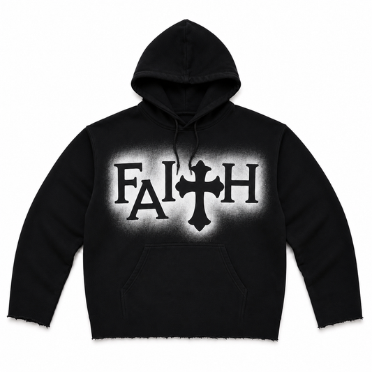 Faith Raw Edge Hoodie - Black