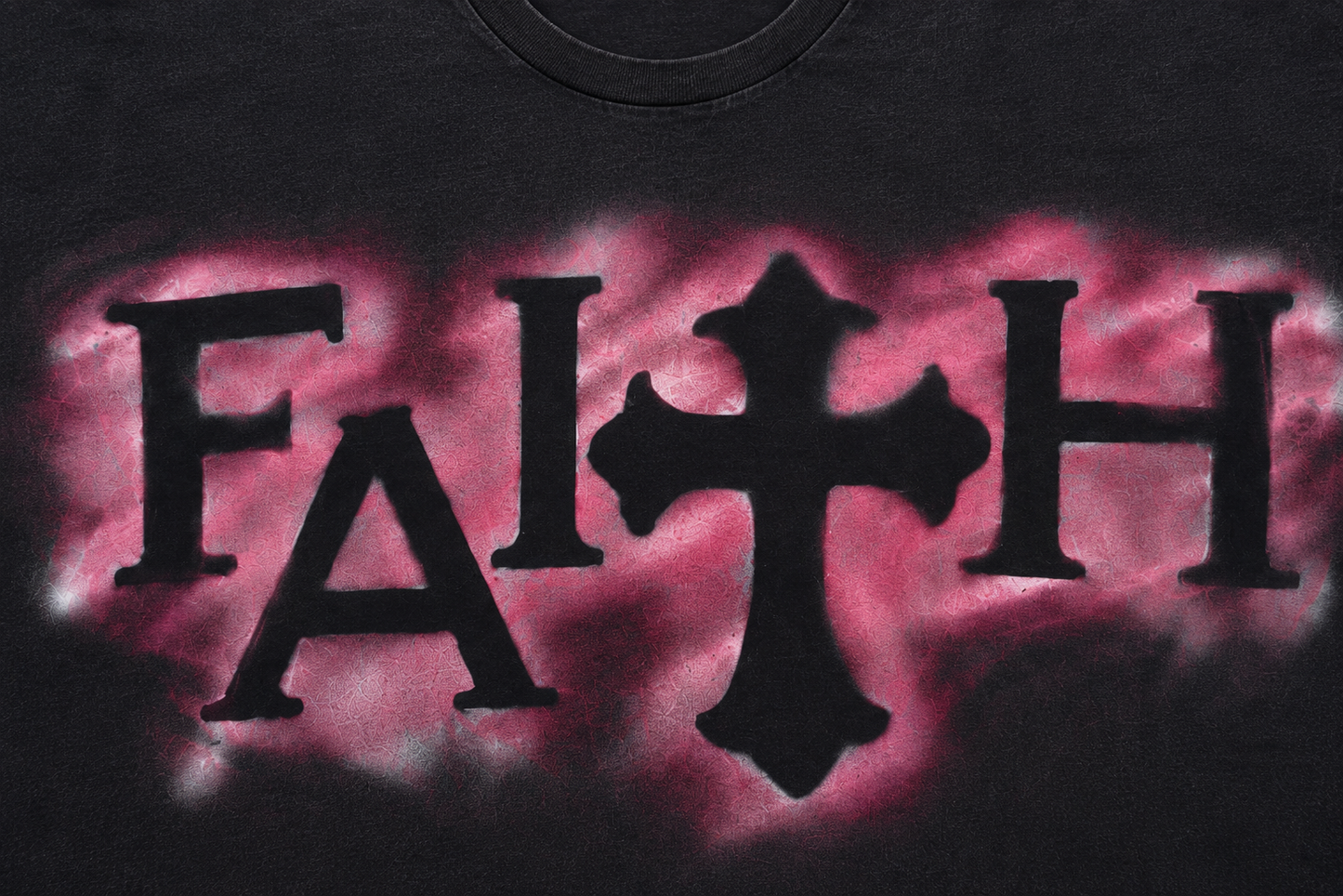 FAITH Cross Painted Raw-Edge Sleeveless Tee